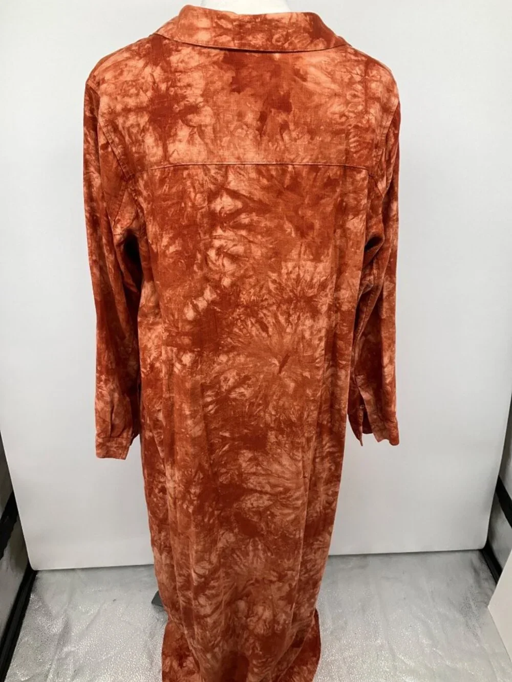 Soft Surroundings XL Burnt Orange Linen Blend Midi Tunic Dress